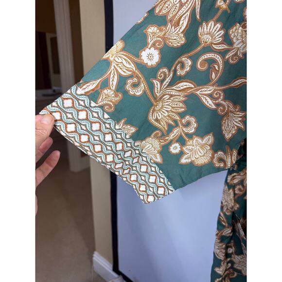 WRAP LONDON Women's Botanical Print Cotton Tunic Dress Green Size 16 - Picture 5 of 13